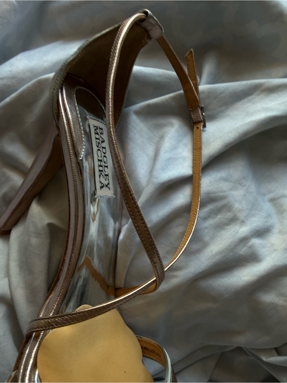 Badgley Mischka Metallic Rose Gold Strappy Stiletto Sandal - Picture 16 of 16